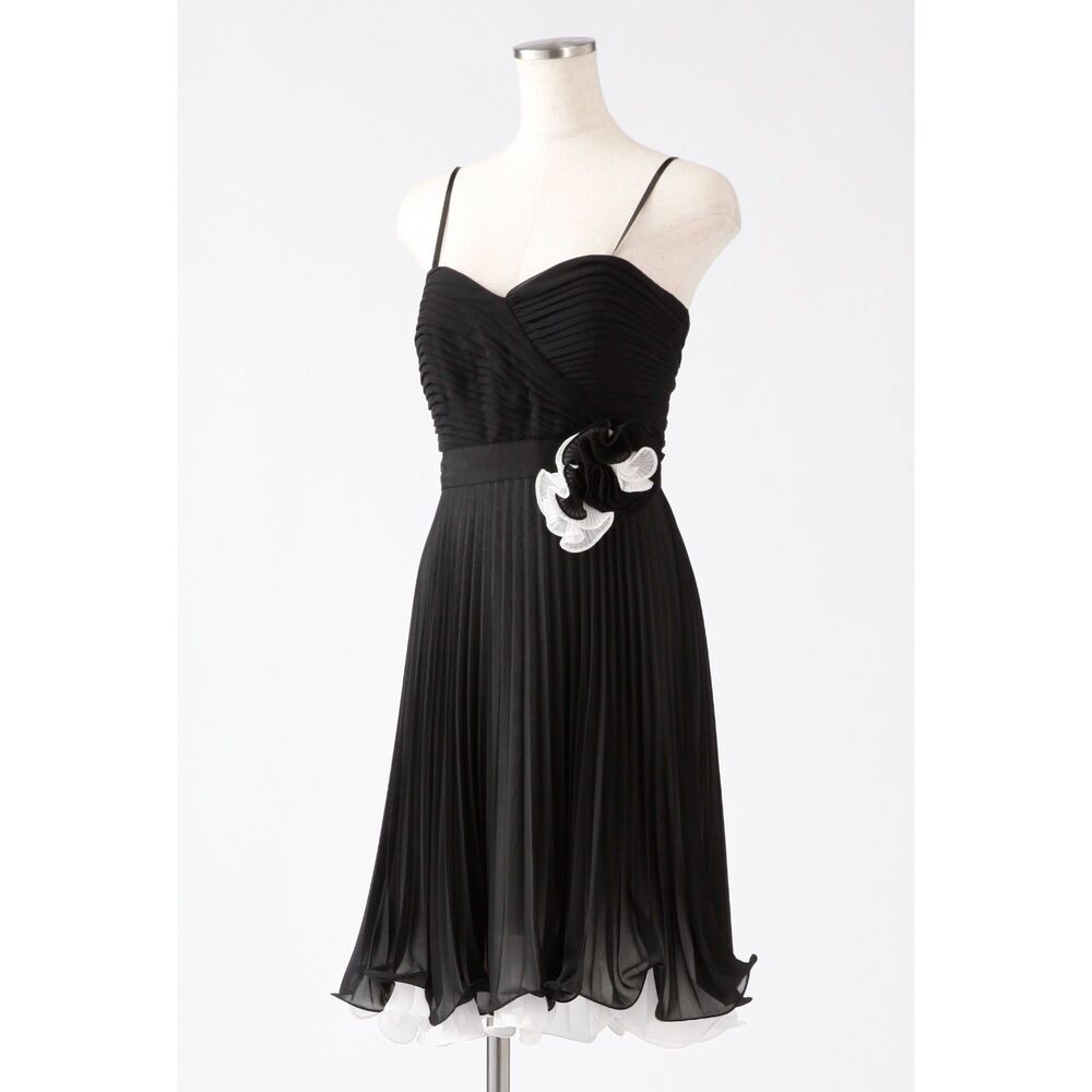 Max & Cleo Strapless Pleated Chiffon Dress - Black/White 2
